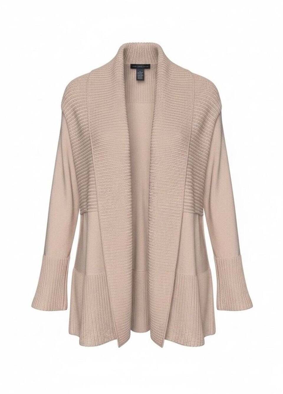 Joan Vass New York Women’s Pink Open Front Cardigan Size L Ribbed Knit Sweater
